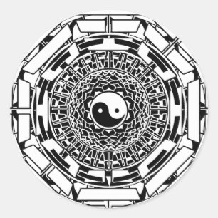 Autocollant (blanc) de Yin Yang de mandala