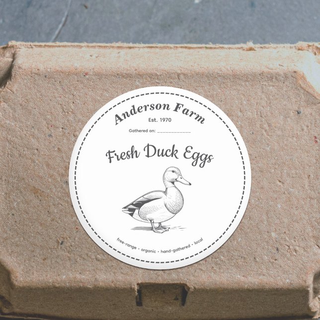 Autocollant blanc Étiquette pour oeufs de canard d (Farm Duck Eggs Label White Sticker)