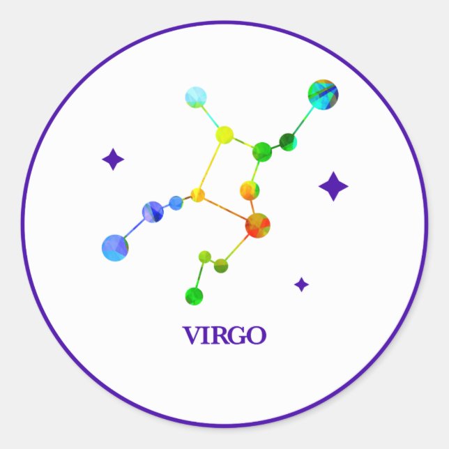 Autocollant blanc Zodiac Virgo Rainbow (Devant)