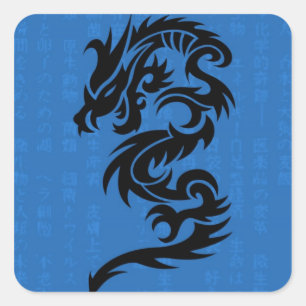 Autocollant bleu de dragon