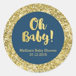 Autocollant bleu de faveur de bébé de baby shower