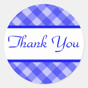 Autocollant bleu de plaid de Merci