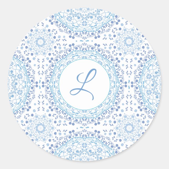 Autocollant bleu mandala (Devant)