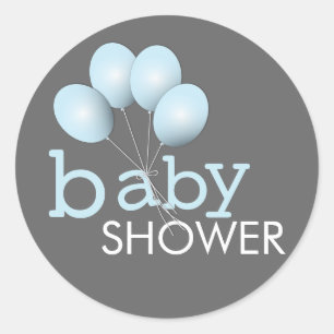 Autocollant bleu moderne de baby shower de garçon