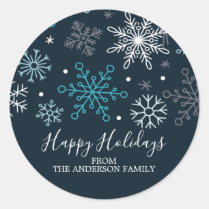 Autocollant bleu moderne de flocons de neige