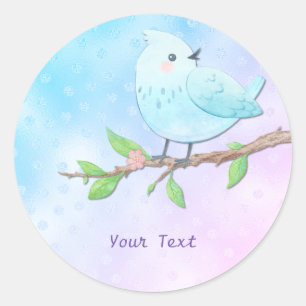 Autocollant bleu oiseaux