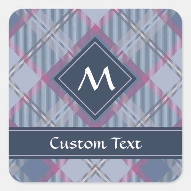 Autocollant bleu pastel et rose Tartan (Devant)