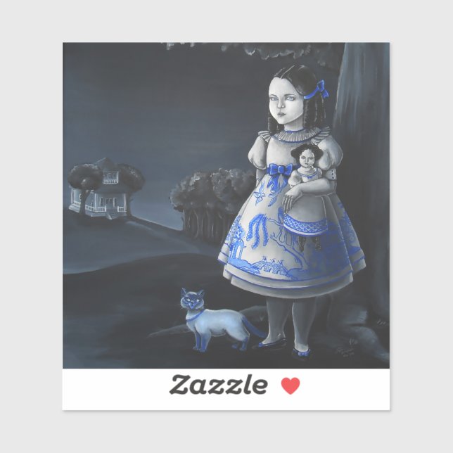 Autocollant bleu saule (Feuille)