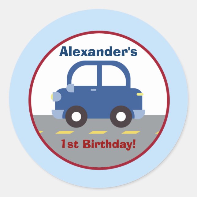 Autocollant bleu voiture ville ronde personnalisée (Devant)