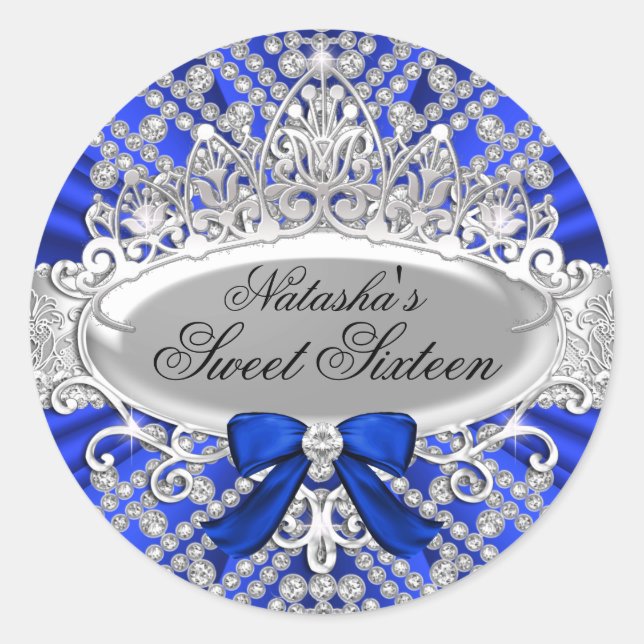 Autocollant Blue Diamond & Tiara Sweet 16 (Devant)