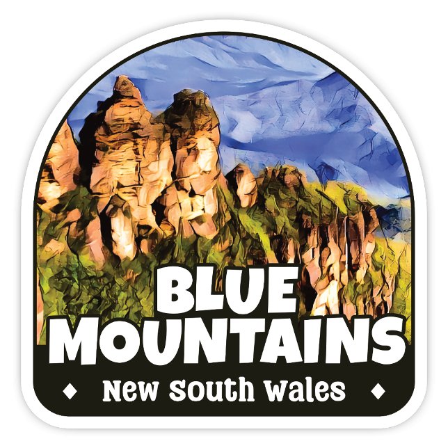 Autocollant Blue Mountains, NSW Australie (Blue Mountains New South Wales (Three Sisters Rock Formation) arch sticker)