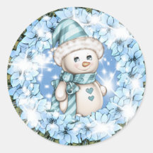Autocollant Blue Winter Snowman