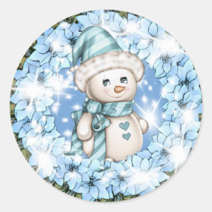 Autocollant Blue Winter Snowman
