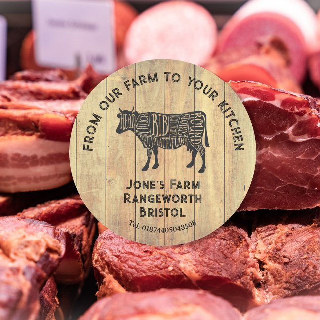 Autocollant Boeuf Frais de la Ferme | Étiquette de (Créateur téléchargé)