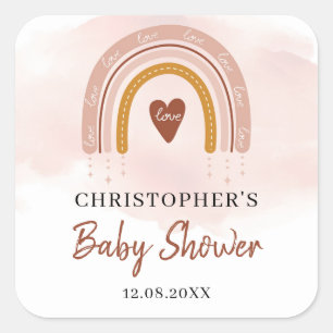 Autocollant Boho Blush rose baby shower arc-en-cie