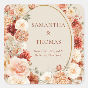 Autocollant Boho terracotta bordeaux à fleurs euca