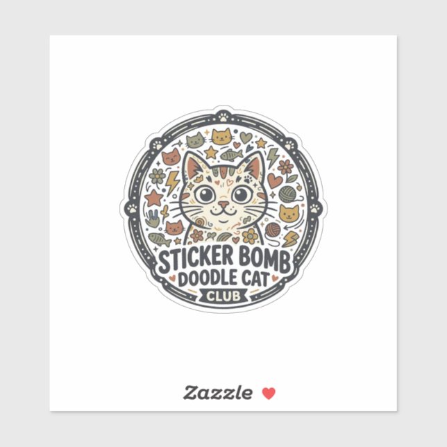 Autocollant Bombe Dessin Animé Chat POD Vector Art (Feuille)