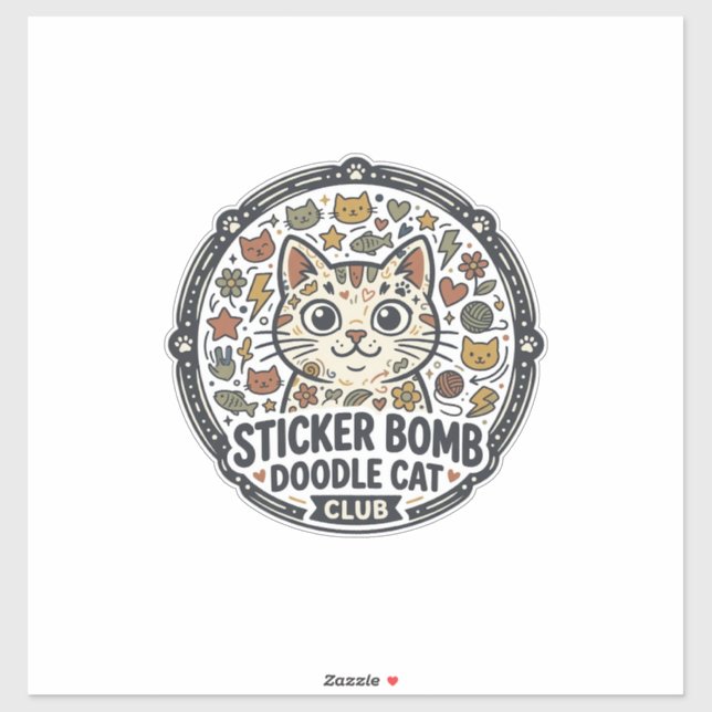 Autocollant Bombe Dessin Animé Chat POD Vector Art (Feuille)