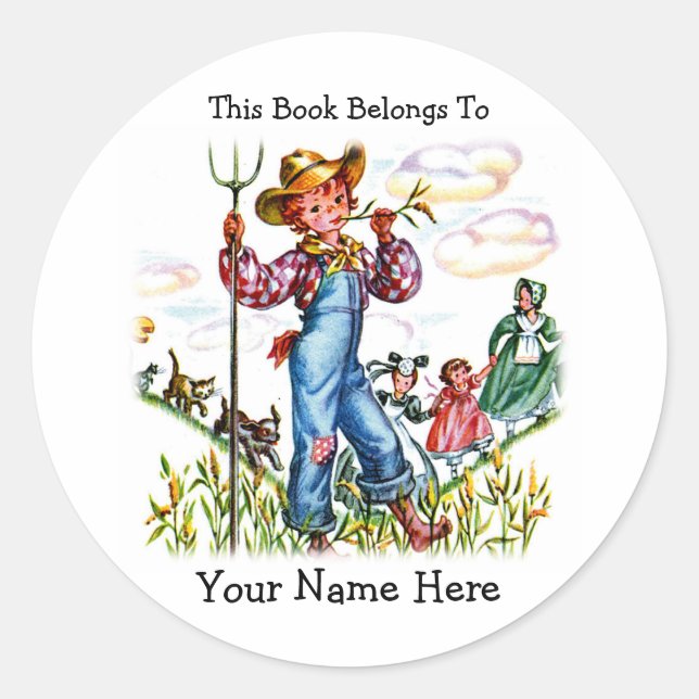 Autocollant Bookplate Farm Boy (Devant)