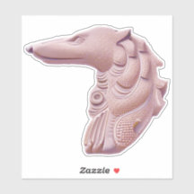 Autocollant Borzoi profil die cut rose