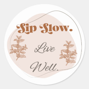 Autocollant Botanique Café Sip Slow Live Well