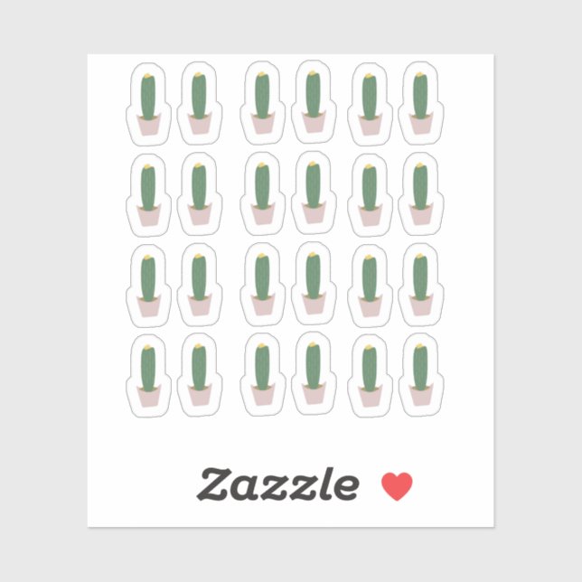 Autocollant botanique de cactus en pot grand forma (Feuille)