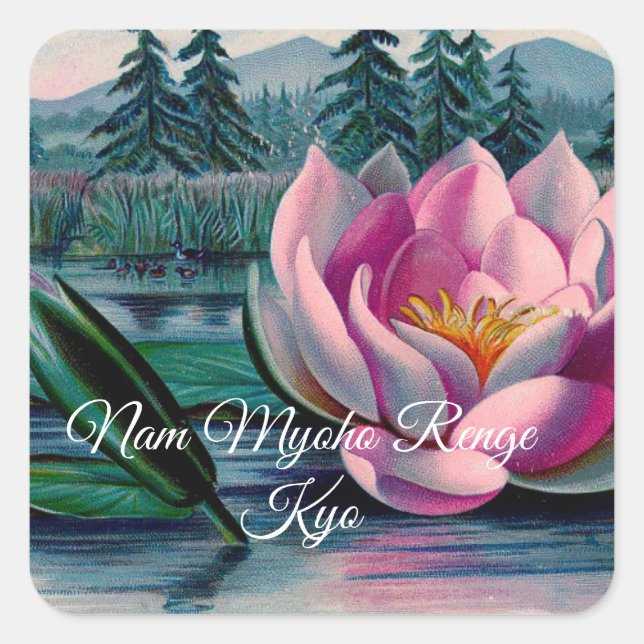 Autocollant bouddhiste Lotus Nam Myoho Renge Kyo (Devant)