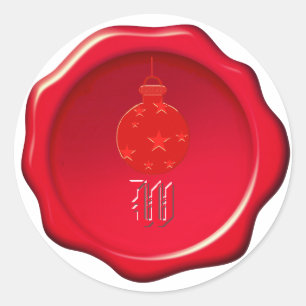 Autocollant Boule de Noël et monogramme sur sceau