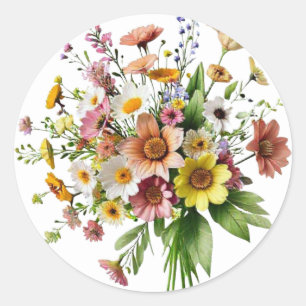 Autocollant Bouquet de Fleurs Sauvages   Botanique