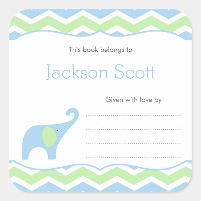 Autocollant Boy Elephant Baby shower (Devant)