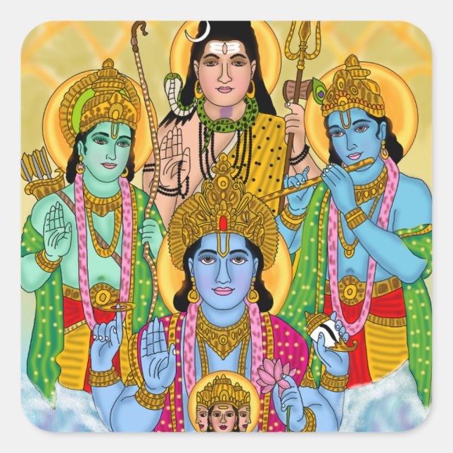 Autocollant Brahma Vishnu Shiva Ram Krishna (Devant)