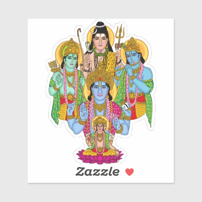 Autocollant Brahma Vishnu Shiva Ram Krishna (Feuille)