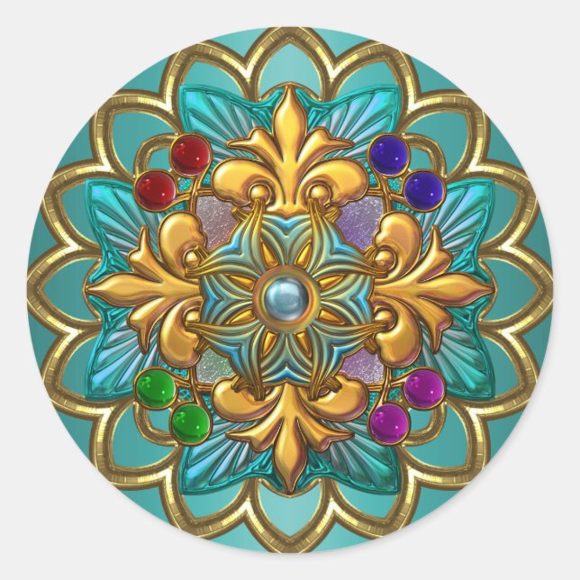 Autocollant Bright Teal Rose Or Bijou 2 (Devant)