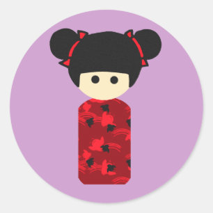 Autocollant brillant Kokeshi