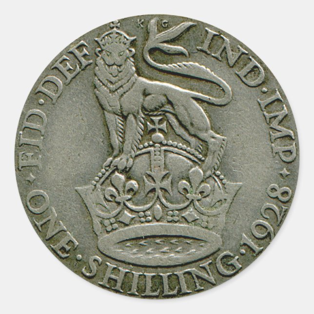 Autocollant britannique de shilling 1928 (Devant)