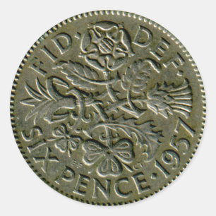 Autocollant britannique de six pence 1957