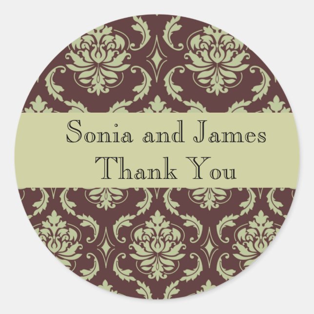 Autocollant Brown Damask personnalisé (Devant)