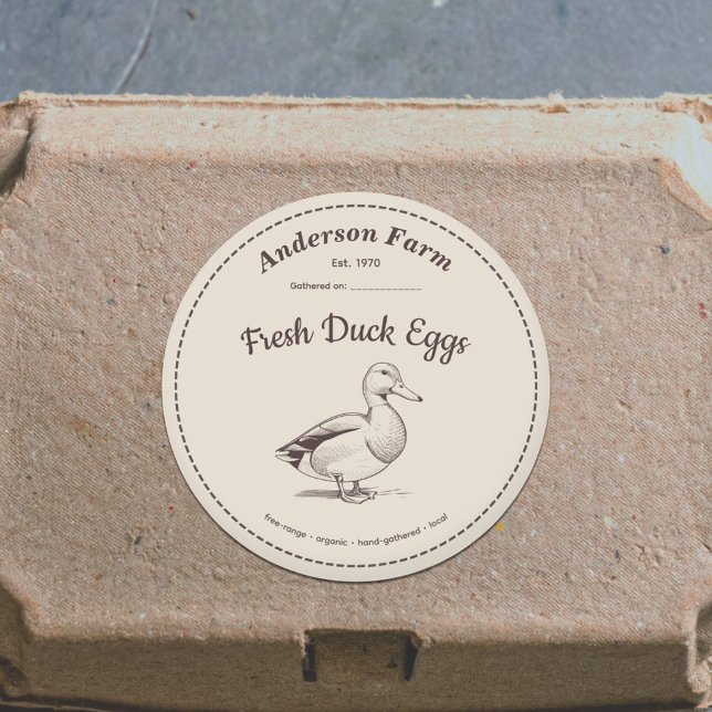 Autocollant Brown Étiquette des oeufs de canard de (Farm Duck Eggs Label Brown Sticker)