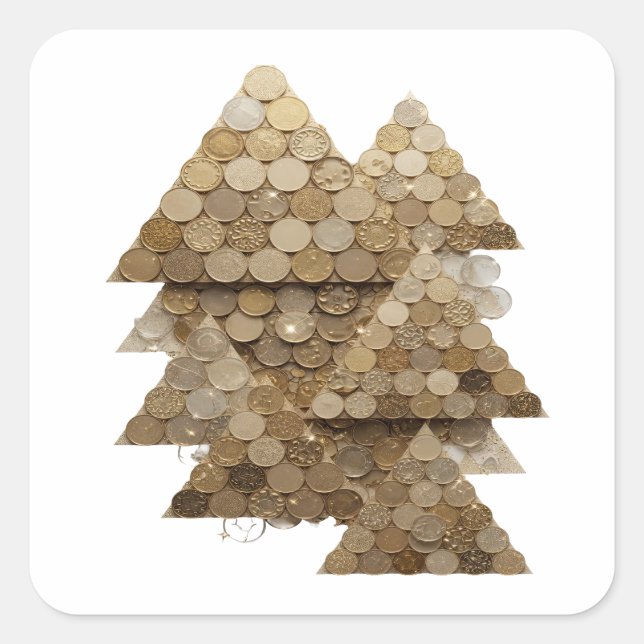 Autocollant Cadeau Arbre Argent Luxe (Devant)
