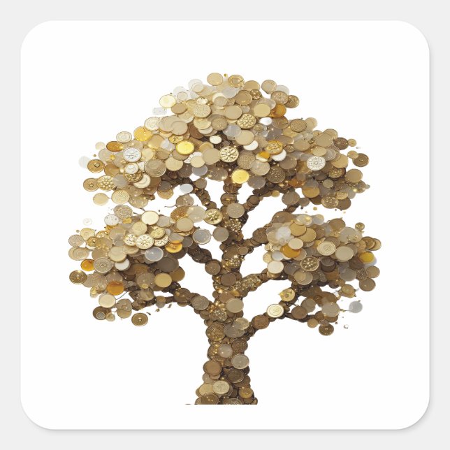 Autocollant Cadeau Arbre D'Argent Argenté Clair (Devant)