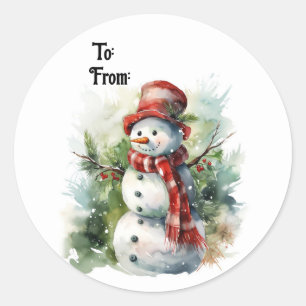 Autocollant Cadeau Bonhomme de Neige Mignon