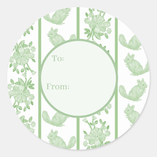Autocollant cadeau Chinchilla Chintzy (Vert)  (Devant)