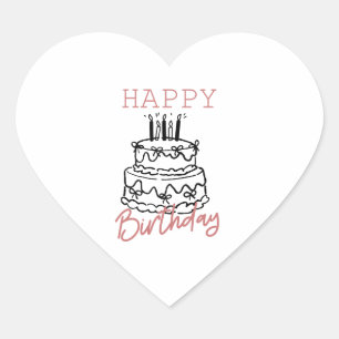 Autocollant Cadeau Cœur - Anniversaire Minimaliste