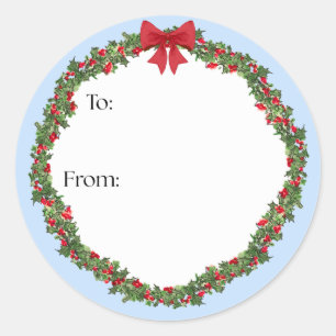 Autocollant cadeau Couronne de houx