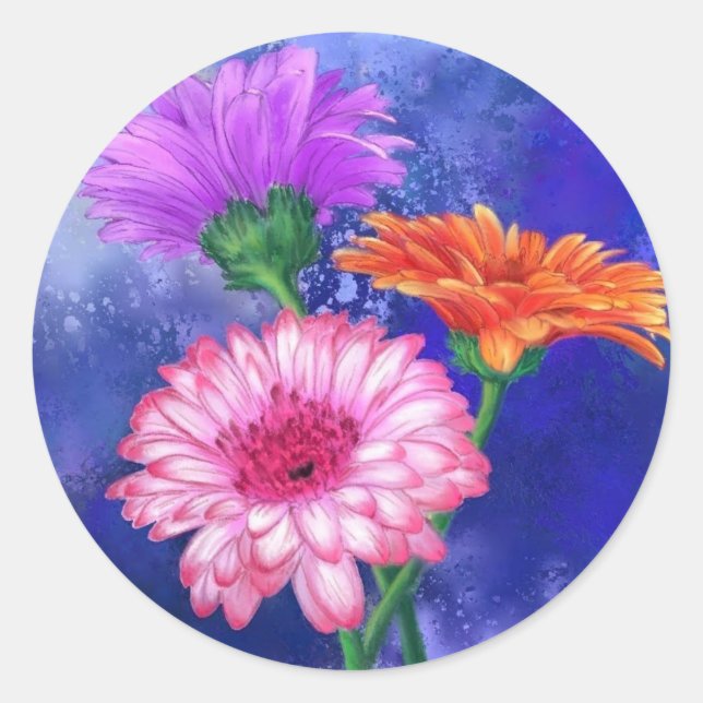 Autocollant Cadeau de Gerberas Colorées (Devant)