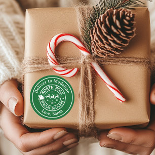 Autocollant Cadeau de Noël Vert Personnalisé Migno