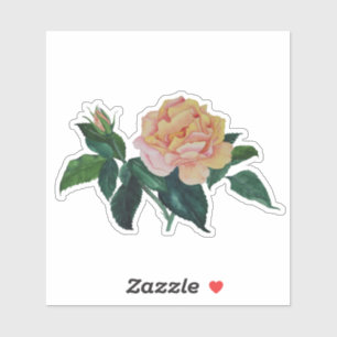 Autocollant cadeau de rose de paix à l'aquarelle f