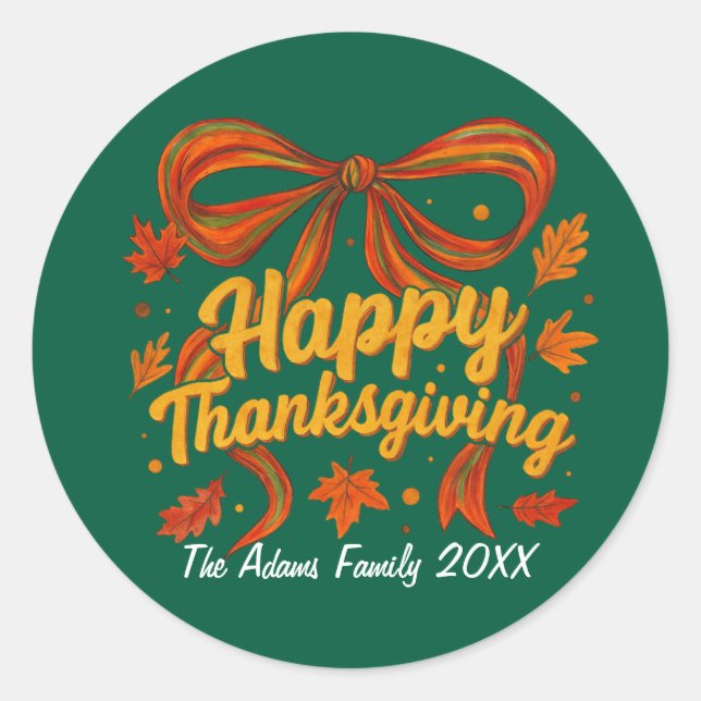 Autocollant cadeau de Thanksgiving joyeux  (Devant)
