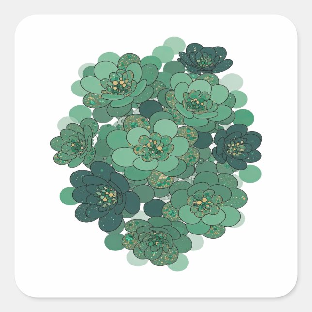 Autocollant Cadeau FLORAL Vert Tendance (Devant)
