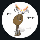 Autocollant cadeau Hanoukka; À : DE :<br><div class="desc">Ce petit orignal chéri vous souhaite la merveilleuse Hanoukka maudite et beaucoup de menorah !</div>